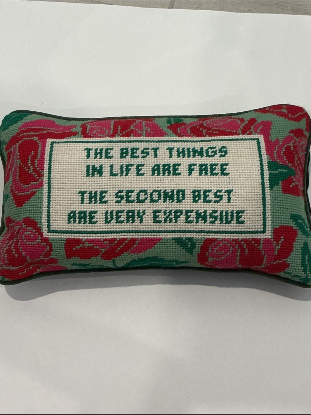 Furbish Studio Best Things In Life Needlepoint Pillow